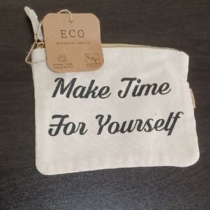 New Cream Cosmetic Pouch with Motivational Print